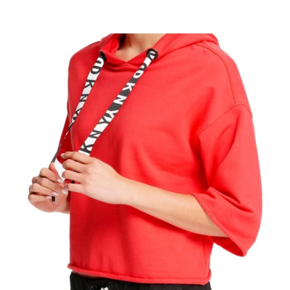 BNWT DKNY SPORT Cropped Logo Hoodie in Light Peony (M)